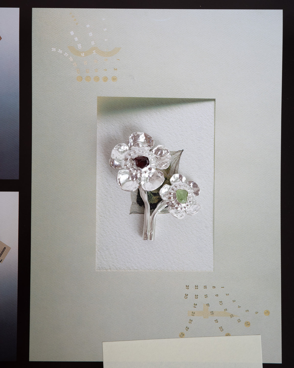 flowers in bloom with peridot and garnet