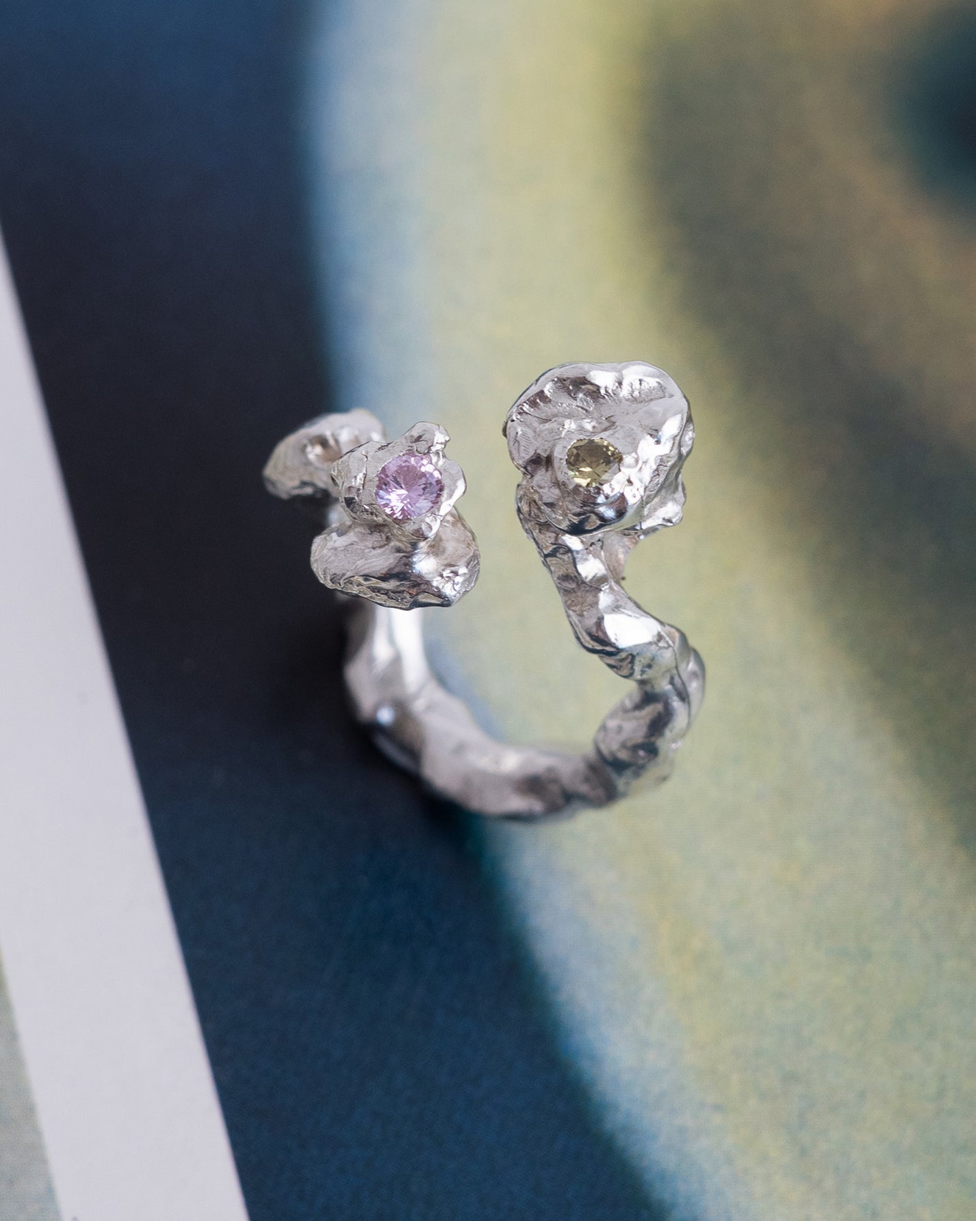 kasper with pink sapphire and green garnet