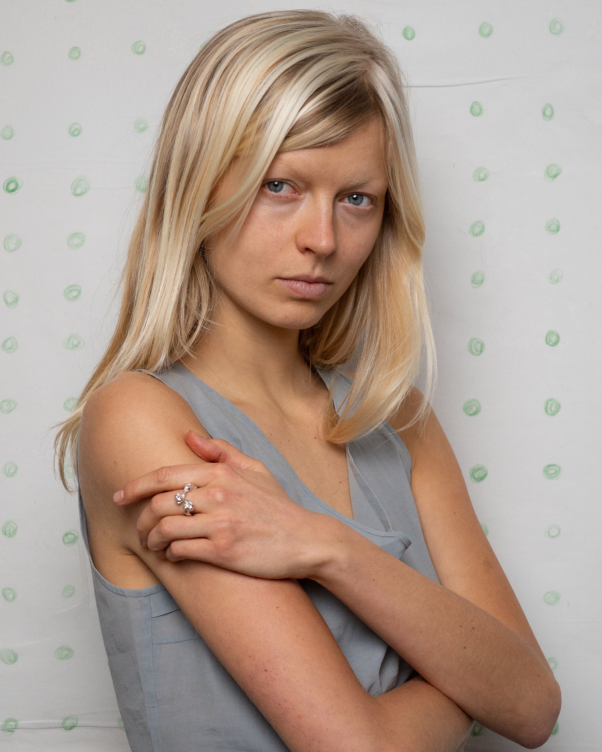 kasper with pink sapphire and green garnet